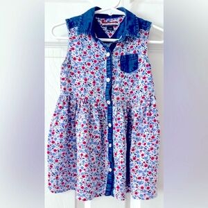 Tommy Hilfiger Toddler Floral Denim Dress‎ Size 2T